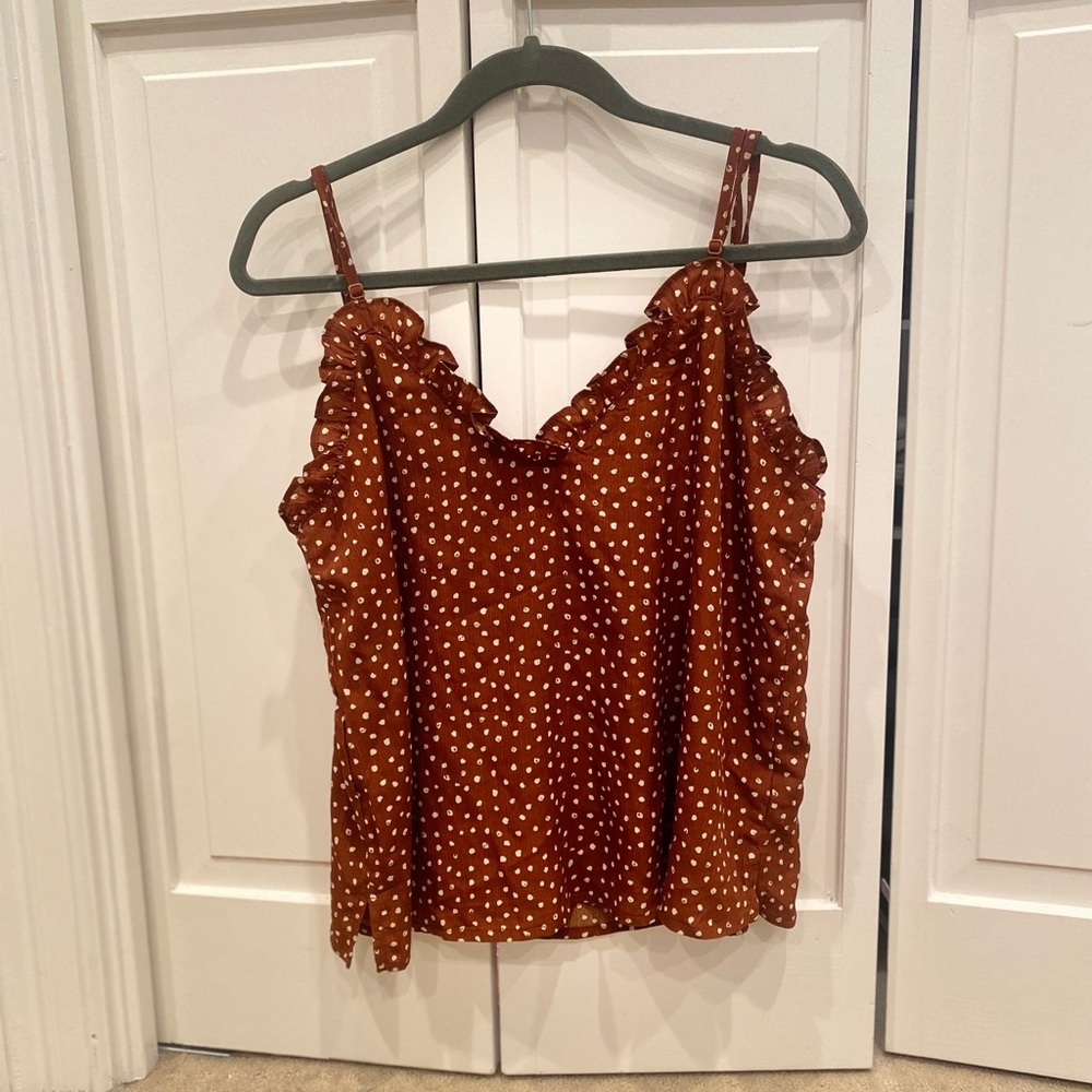 Burnt orange/brown adjustable spaghetti strap blouse. Worn twice